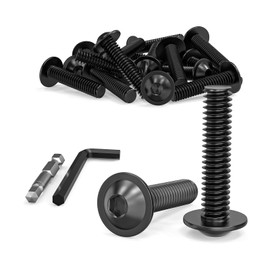 Dayalo Pack of 20 M6 x 35 mm Flanged Flanged Screws Hexagon Socket A2 V2A Stainless Steel Black Oxide Full Thread with Key and Bit