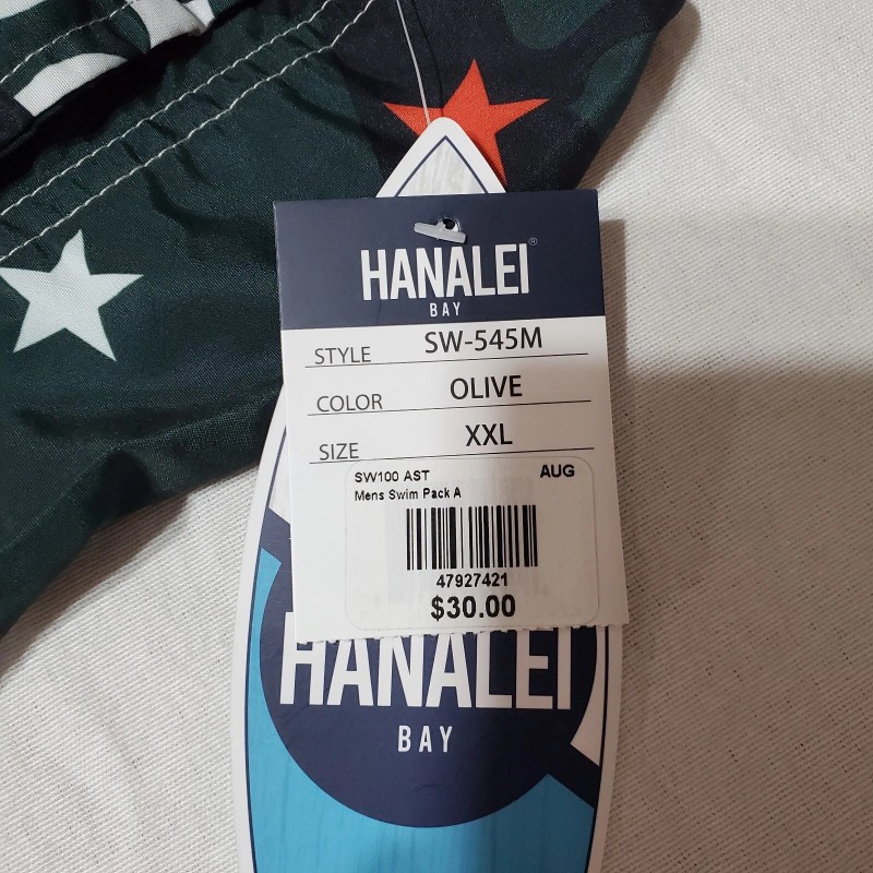 Hanalei Bay Swim Trunks Mens XXL All Over Print Green