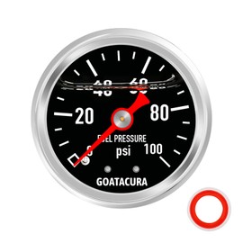 GOATACURA 0-100psi Glycerin Filled Fuel Pressure Gauge, 1-1/2" Black Dial Size, 304 Stainless Steel Case, 1/8" NPT Center Back Mount, with High Accuracy, for Measuring Fuel Pressure