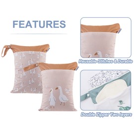 Maeau Pack of 2 Wetbag Waterproof Nappy Bag Changing Bag for Cloth Nappies Wet Bags Reusable Wetbag Organiser Bag Washable Wetbags Travel Toiletry Bag 18 x 25 cm / 20 x 28 cm / 30 x 40 cm, Pattern