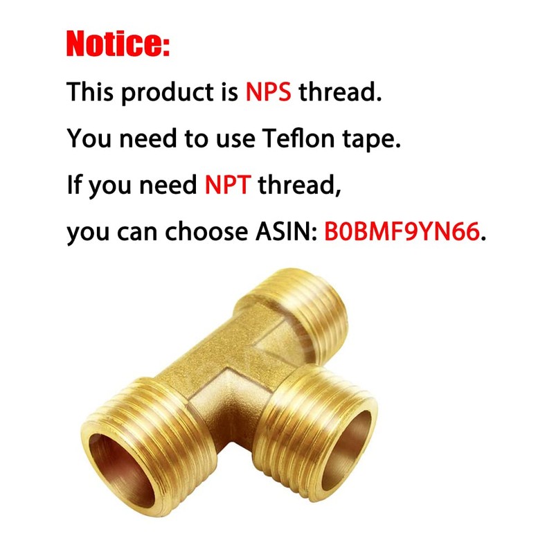 Joywayus Brass Pipe Fittings 3/4"NPS Male Forged Tee Pipe Tube
