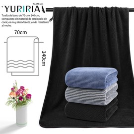 YURIRIA Toallas de Baño 3Packs Ultra Suaves Juego de Toallas de Secado Rápido Altamente Absorbentes(Negro+Azul+Gris)