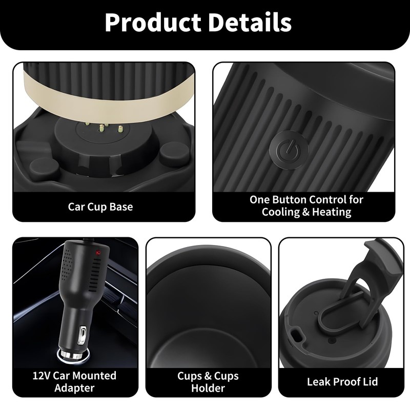 Yesinaly 12V 2 in 1 Smart Car Cup Cooler and