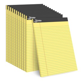 Dynta Notepads 8.5 x 11 Legal Pads Bulk, 12 Packs Letter Pads Micro Perforated Yellow Paper, Wide Ruled 45 Sheets/90 Pages (70GSM) Note Pad for Meeting, Writing and Note-taking