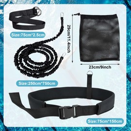 Swimming Belt for Pool Adults - Adjustable Swimming Resistance Belt with 2.5-7.5 m Adjustable Swimming Rope - Swimming Aid for Pool without Countercurrent System - Swimming Trainer Belt with Elastic