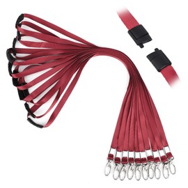 Segus Lanyards with Safety Clasp, Pack of 10 Lanyards for Hanging, Lanyards with Rotating Metal Clip, for Male and Female (Jujube Red)