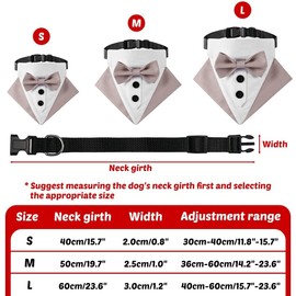 Dog Tuxedo Bandana Collar, Adjustable Pet Bow Tie, Bandana, Pet Wedding Scarf with Bow Tie for Wedding, Birthday, Christmas