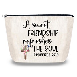 Makeup Bags for Women Secret Sister Gifts Christian Sisters in Christ Cosmetic Pouches Small Makeup Bag Friendship Faith Gift Best Friend Birthday Presents Valentine'S Day Bulk Valentine'S Gifts