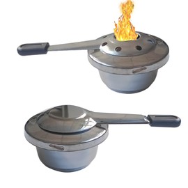 Vastsea Pack of 2 Fondue Burner, Fuel Paste Container, Portable Fondue Burner for Hot Pot, Dry Pot Cuisine, Buffet, Outdoor, Camping, Hiking (Reduced Feet Bottom)