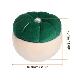 HARFINGTON 2Pcs Pin Cushion Wooden Base Needle Pincushion Cute Small Pins Holder with Vertical Wooden Bowl for Sewing Quilting Needlework DIY Crafts, Dark Green