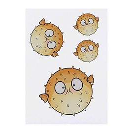 Azeeda 4 x 'Kugelfisch' Temporäre Tattoos - Wasserfest, Hautfreundlich & Ungiftig · Transfers in Verschiedenen Größen (TO00040815)