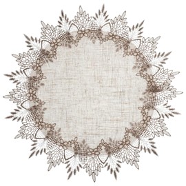 Dollies for Tables, 15 Inch Round Table Runner Natural Linen Doily Beige Lace Placemats Dresser Scarf Vintage Crochet Coffee Table Mat for Home Kitchen Dining Tables
