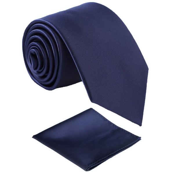 Fortunatever Corbata de satén sólido para hombre con pañuelo, corbatas