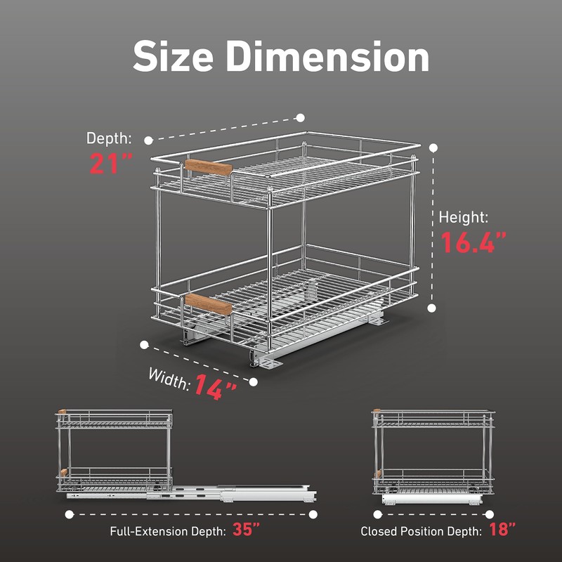 Mount Walker Pull Out Cabinet Organizer(14" W x 21" D),