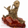 Russian Solid Brass Amber Figurine Baba Yaga biker witch flying