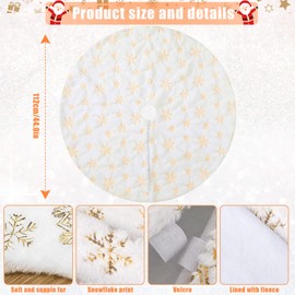 Christmas Tree Skirt, 48 inches Large Snowflake Sequins Faux Fur Double Layer Xmas Tree Rug Ornaments, Thick Plush Tree Base Mat Holiday Christmas Party Decor (Sliver Snowflake Skirt)