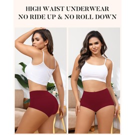 LEVAO Women's Cotton Underwear High Waist Stretch Brief Comfy Panties Ladies Full Coverage Underpants, XL