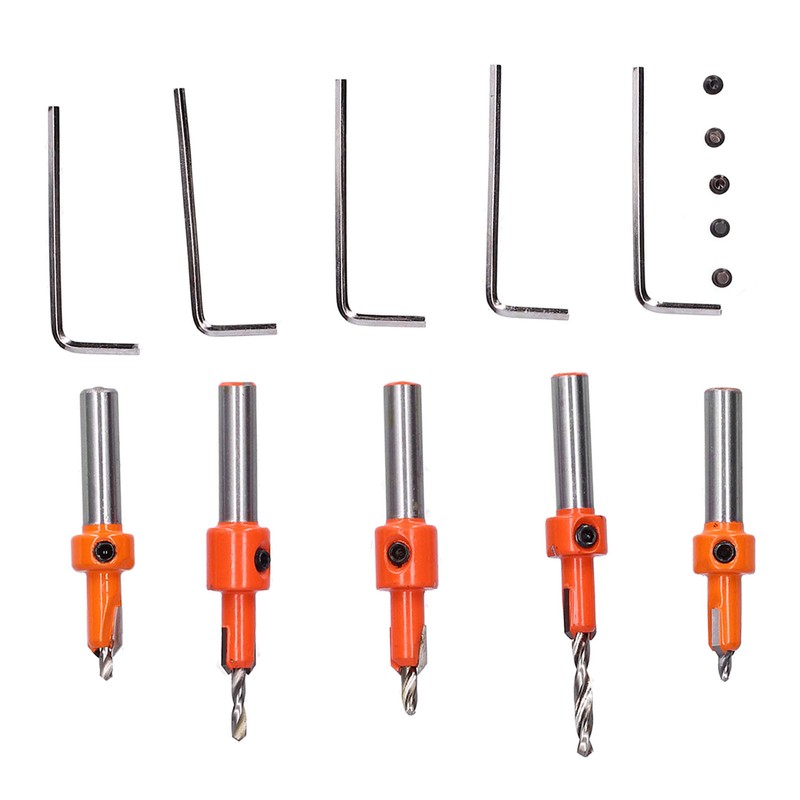 5Pcs Countersink Drill Bit Set High Hardness Strong Cutting Force