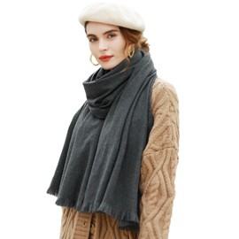 RIIQIICHY Women's Scarf Winter Pashmina Stole Festive Autumn XXL Scarves Shawls for Evening Dresses Women Wedding, Dark Grey