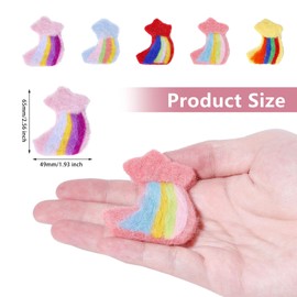 CHGCRAFT 5Pcs 5Colors Rainbow Felt Handmade Felt Needle Felting Rainbow Star Ornaments Felt Clouds DIY Felt Accessories Mixed Color Felt for DIY Clothing Bags Accessories