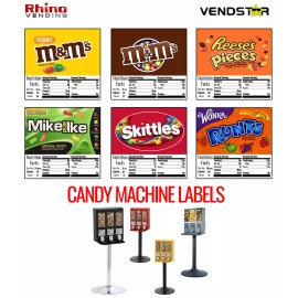 Unbranded (6) CANDY VENDING MACHINE STICKERS LABELS - NUTRITION INFO - M&Ms - Skittles