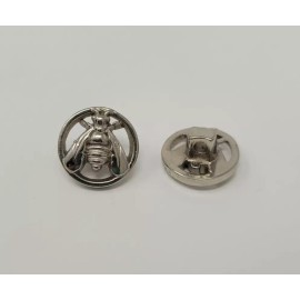 Unbranded 12 pcs Bee Honeybee Molded Silver Plastic Sewing Shank Buttons 1/2" 12mm Vintage