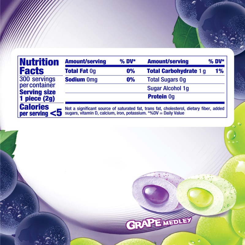 Mentos Pure Fresh Sugar-Free Chewing Gum with Xylitol, Grape Medley,
