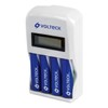 Volteck Cargador de Pilas, AA, AAA, Incluye 4 Pilas AA