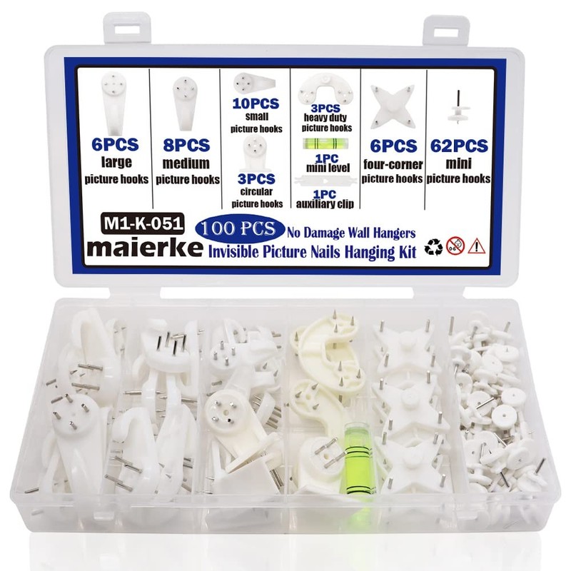 Maierke 100PCS Concrete Wall Hooks Cinder Block Hangers,Pictur