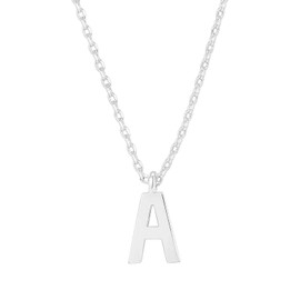 PAVOI 14K White Gold Plated Initial Necklace | Letter Necklaces for Women | A Initial