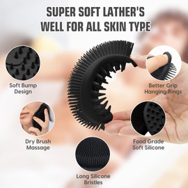 Silicone Loofah - Exfoliating Body Scrubber, Soft Dual-Sided Silicone loofa for Body Clean and Massage, Gentle Bath Brush Lathers Well for All Kinds of Skin