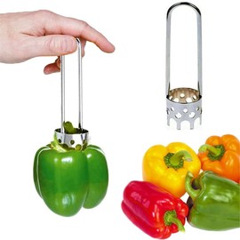 Red Bell Pepper Seed Corer, Durable Zucchini Eggplant Cutter, Kitchen Gadget for Apple, Pear, Tomato Corer