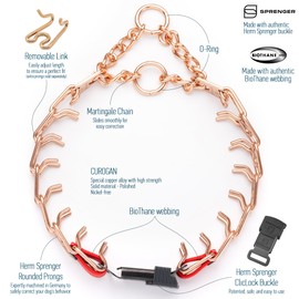 Herm Sprenger Curogan Dog Collar with Short Links and Quick Release ClicLock Buckle and Biothane Insert Made in Germany 20in x 3.0mm (Neck Size up to 16-17in) (Cherry Red)