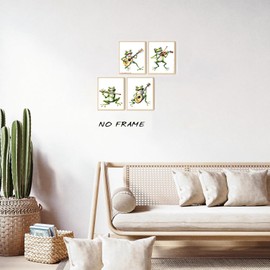 GMLXCX Frog Art Decor 4-Piece Watercolor Funny Animal Canvas Wall Decor for Home Kids Room Bedroom Living Room Animal Lover Gift 8x10 Inch Unframed