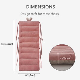 ELFJOY Desk Chair Cushion 100cm Office Chair Cushion Seat Cushion with Back Support Lounger Cushion with Fixing Band (Pink) 100×46cm