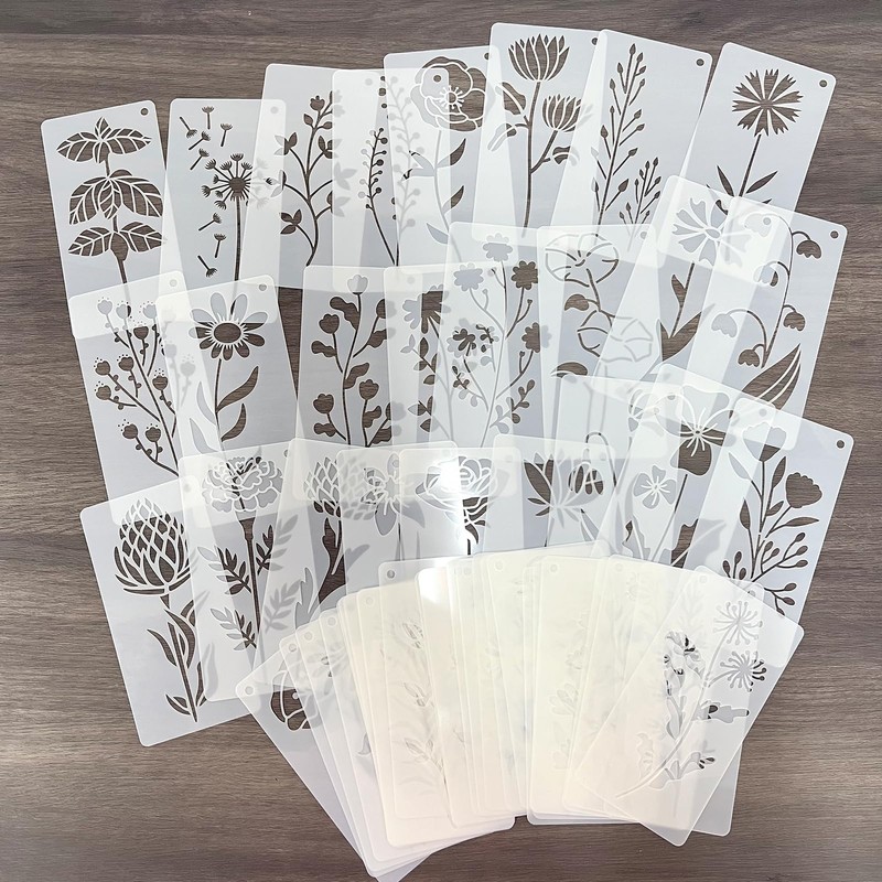 50 Pcs Wildflower Stencils, Small Flower Leaf Stencils for Painting