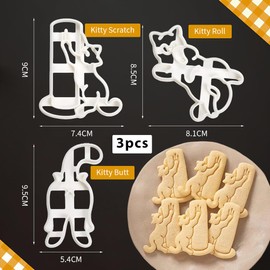 Cat Cookie Cutters, Plastic Cookie Cutter, 3D DIY Fondant Cookie Cutter for Children Birthday Cat Party Decoration