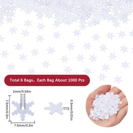 SUNNYCLUE 1 Box 6000Pcs Snowflake Sequin Christmas Winter Sequins Small Flat White Paillette with Hole PVC Plastic Snow Glitter Paillettes Ornament for Christmas Tree Party Table DIY Craft Accessories