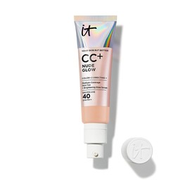 It Cosmetics CC Cream Nude Glow con Protector Solar FPS 40 + Suero Iluminador – Base de maquillaje con Niacinamida, Ácido Hialurónico, Cobertura Alta, Acabado Luminoso Natural, 32 ml