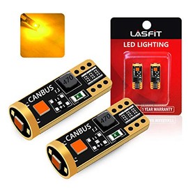 LASFIT 194 168 T10 2825 W5W LED Bulb - Amber Yellow - Canbus Error Free, Non-Polarity 400LM Extremely Bright for Side Marker Map Doors, 12-24V (Pack of 2)