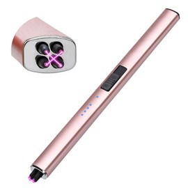 Stocking Stuffers for Women Men Adults: Electric Candle Lighter Rechargeable USB Christmas Birthday Gifts Windproof Flameless Dual Arc Camping Kitchen Lighters for Candle Safety Lock Gift for Mom
