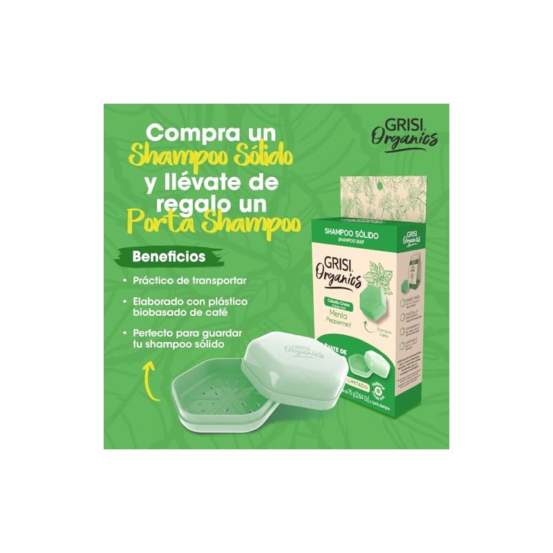 Shampoo Sólido con Menta para Cabello Graso, 75gr