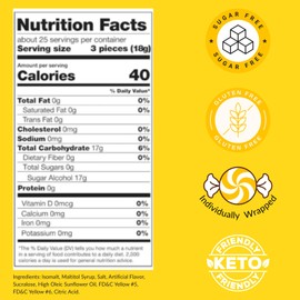 Sugar Free Butterscotch Hard Candy - 2 Lbs of Individually Wrapped Sugar-Free Hard Candies - Low-calorie Smooth and Creamy Butterscotch Buttons - Great For Parties And Sharing