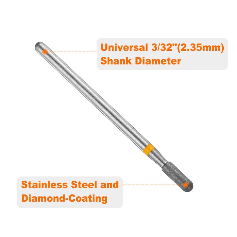 sourcing map 6pcs 325-400 Grits Diamond Grinding Bit 2.5mm Cylindrical