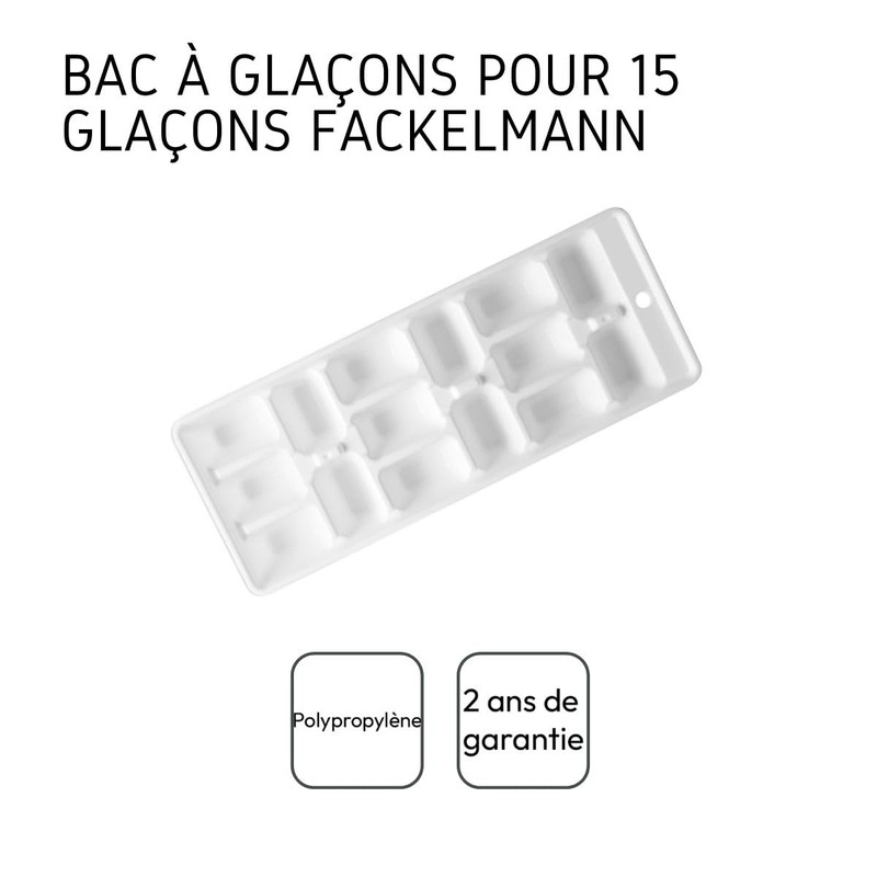 Fackelmann 19016 Plastic Ice Cube Tray for 15 Ice Cubes,