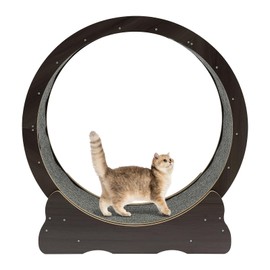 Cat Running Wheel, Cat Exercise Wheel Treadmill with Carpeted Runway,Cat Exercise Wheel for Indoor Cats(M,Brown)