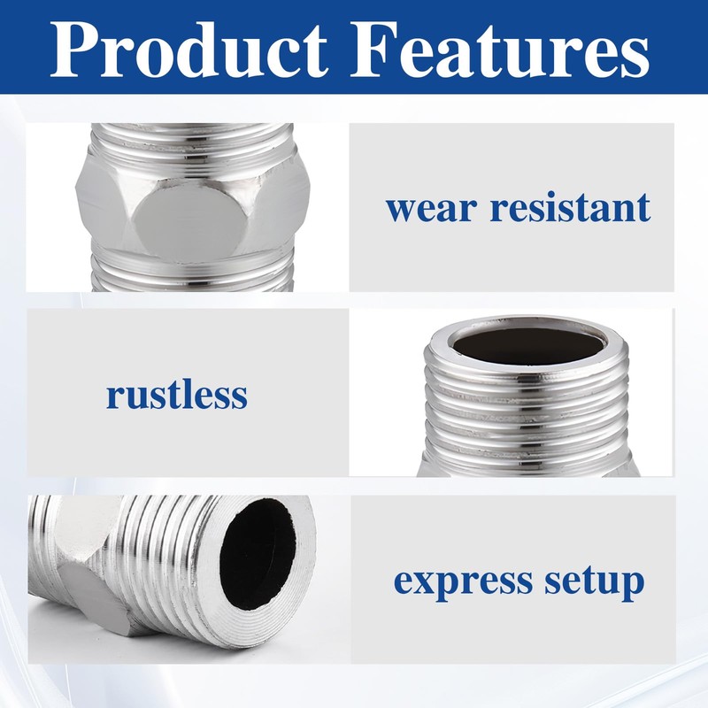 SI SEN 2 x Double Nipples 1/2 Inch, Stainless Steel