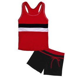 Uhnice - Traje de baño tankini de dos piezas con pantalón corto, Rojo -, 10-11 Años