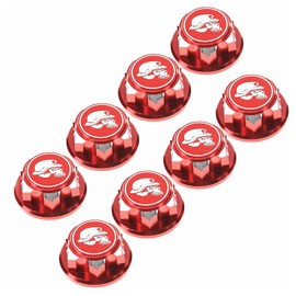 8PCS Aluminum 17mm Hex Wheel Nuts Dustproof Anti-Skid Cap 1.25 Thread Upgrades Part for X-Maxx Summit E-Revo HPI HSP Losi Kyosho Tamiya Himoto 1/8 1/10 RC Buggy Truck(Red)