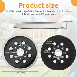 Pack of 2 Sanding Discs 125 mm Velcro Compatible Bosch GEX 125-1 AE PEX 220 A & AE, 8 Holes Velcro Backing Plate Sanding Plate for Bosch RSO34 & RS035 Random Orbital Sanders Sanders